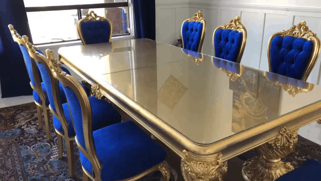 gilded table with low-iron glass top
