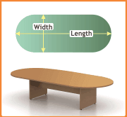 racetrack-shaped conference table