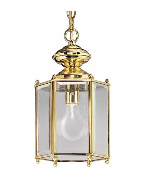 Brass lamp with beveled glass