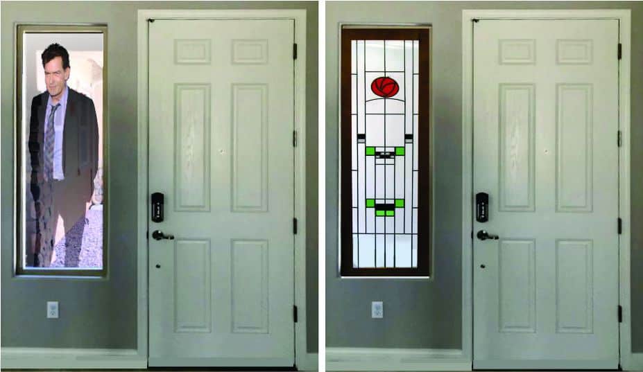 Privacy provided by stained glass