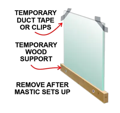 Temporary support for mirror