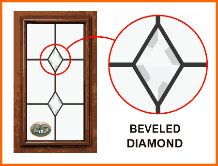 Leaded glass with beveled diamonds