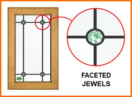 Leaded glass with faceted jewels