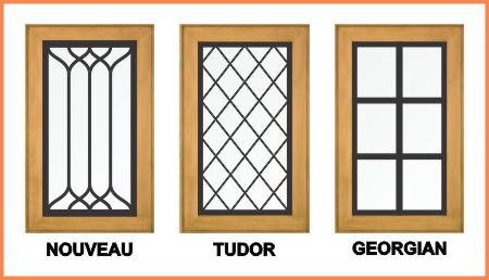 Three styles of overlay leaded glass
