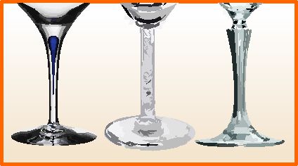 Decorative stems on expensive wine glasses