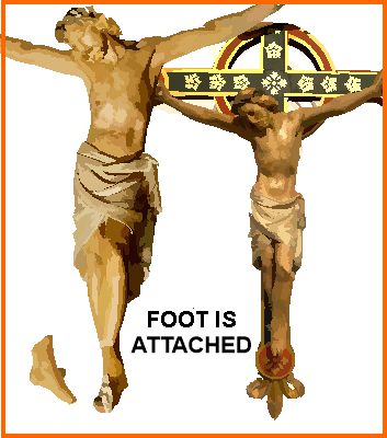 Large corpus christi statue with severed foot