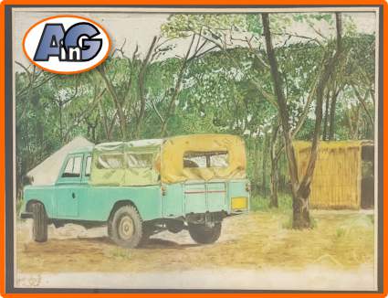 Painting of Landrover by John Wakefield