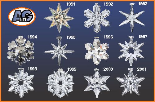 Swarovski annual ornaments from 1991 - 2001