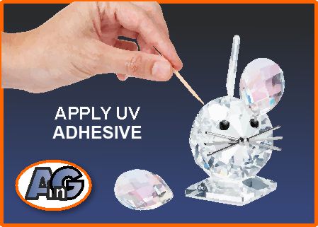 Apply UV adhesive