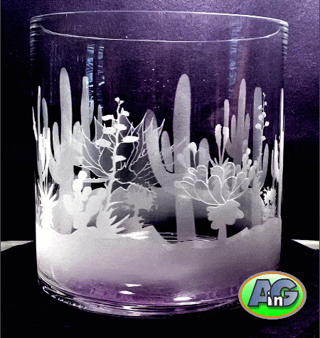 Sonoran desert fauna embellish glass bowl